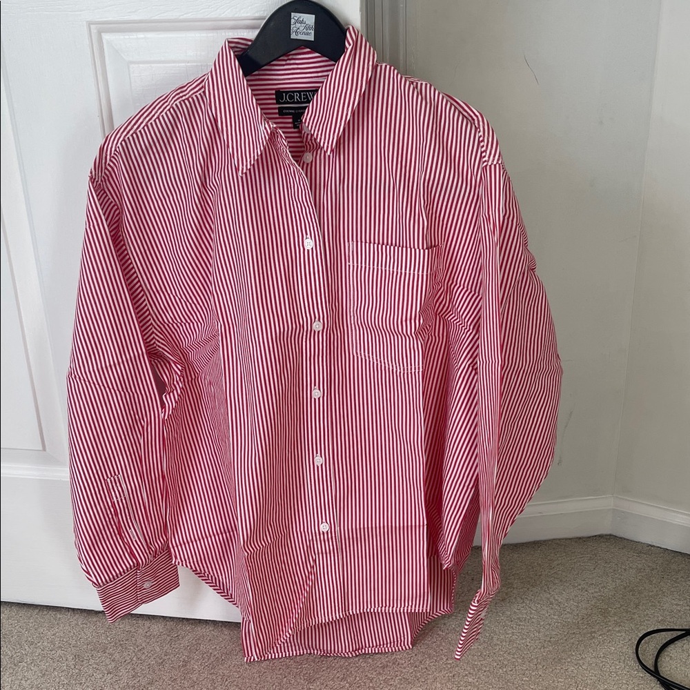 J. Crew oversized Red Striped  Shirt